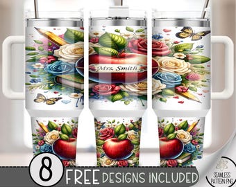 Teacher 40 oz Wrap, Personalized Tumbler Design, Teacher Sublimation PNG,Digital Download for Teacher,Add Your Name 40oz Quencher File, A132