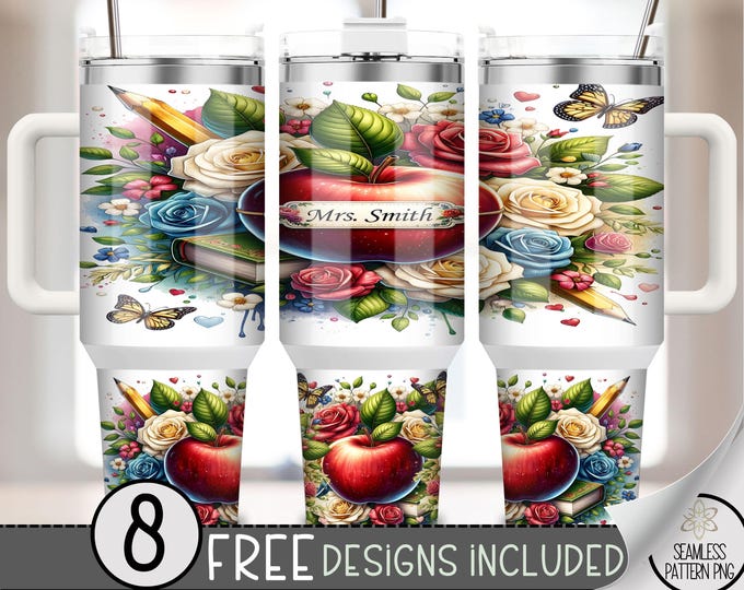 Teacher 40 oz Wrap, Personalized Tumbler Design, Teacher Sublimation PNG,Digital Download for Teacher,Add Your Name 40oz Quencher File, A132