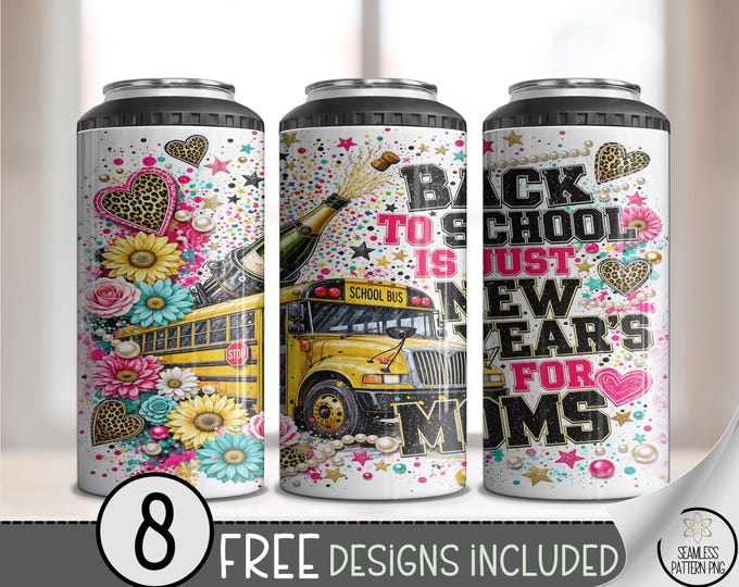 Back to School 4-in-1 Can Cooler Wrap, Mom Sublimation Design, 16 oz, Digital Download, B10451
