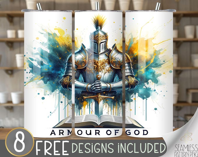 Armor of God tumbler wrap, Christian tumbler wrap, Religious 20 oz tumbler design, Faith sublimation tumbler design,Bible Verse tumbler file