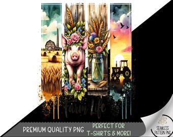 Farm Life T-Shirt Design, Pig Southern PNG, Sunset Tractor PNG, Watercolor Farm Art, Farm Animal Sublimation Designs, Country Life A160