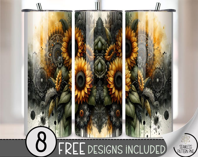 Boujee Sunflower 20 oz Tumbler Wrap, Floral Sublimation Design, Digital Download, A717