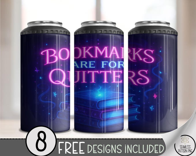 Sarcastic Bookish 4-in-1 Can Cooler Wrap, Neon Typography Sublimation Design, Humor 16 oz 4-in-1 File, Digital Download, B10234