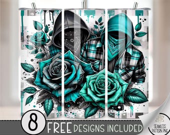 Trendy Plaid Tumbler Wrap, Checkered 20oz Skinny Tumbler Design, Floral Tumbler Sublimation, Fashion Wrap, Chicano Chicana Life Wrap, A37