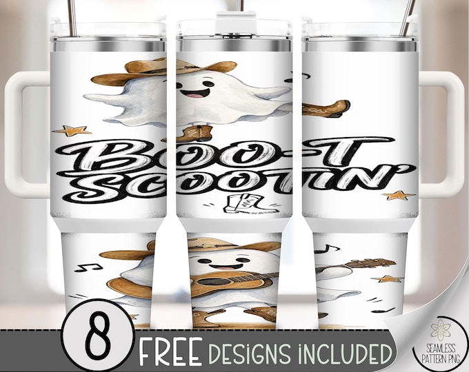 Halloween Ghost 40 oz Tumbler Wrap, Cowboy Western Sublimation Design, Digital Download, B10424