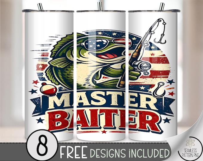 Master Baiter PNG - Humorous Largemouth Bass, 20 oz Tumbler Wrap, Fishing Sublimation Design, Digital Download, B10033