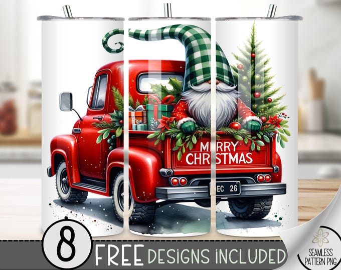 Christmas Gnome Tumbler Wrap, Winter Sublimation Design, Xmas 20 Oz Skinny, Merry Christmas Tumbler Wrap PNG, Christmas Tumbler PNG, Holiday