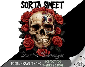Skull T-Shirt Design, Punk Girl PNG, Punk Girl Design, Skull Clip Art Design,Gothic Floral Shirt Design,Trendy Floral Skull, Emo PNG, A141