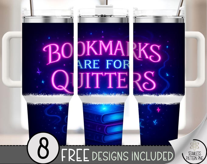Neon Bookish 40 oz Tumbler Wrap, Book Humor Sublimation Design, Funny PNG Files, Digital Download, B10234