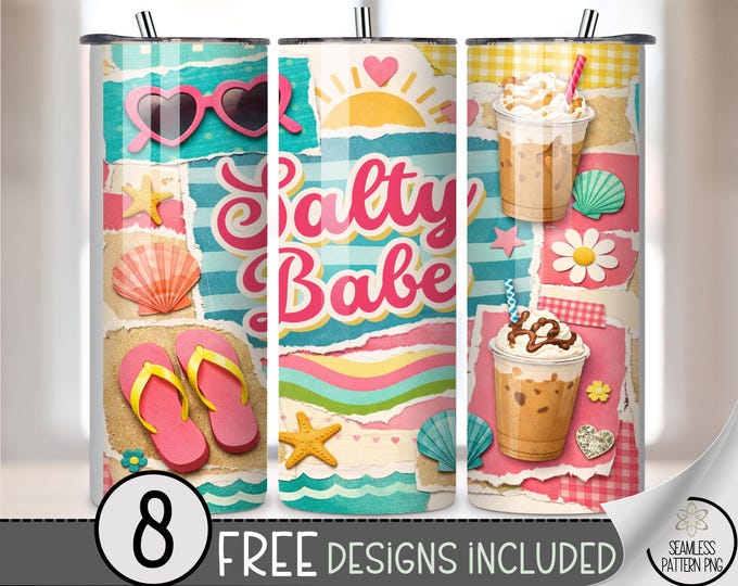 Salty Babe 20 oz Tumbler Wrap, Christian Sublimation Design for Straight Tumblers, Bible Verse Faith PNG Files, Digital Download, B10220