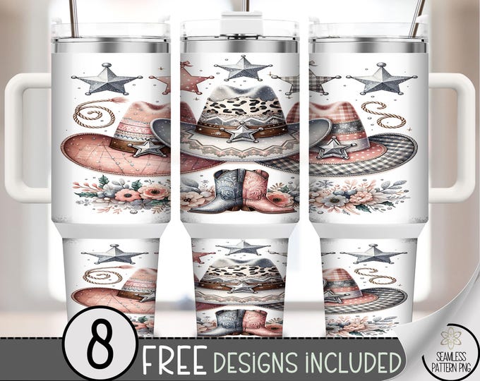Fancy Cowgirl 40 oz Tumbler Wrap PNG, Glam Western Boots, Digital Download Sublimation Design, A666
