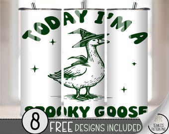 Spooky Goose 20 oz Tumbler Wrap, Witch Hat Goose PNG, Halloween Quirky Wrap, Autumn 20oz Tumbler Design, Printable Wrap A446