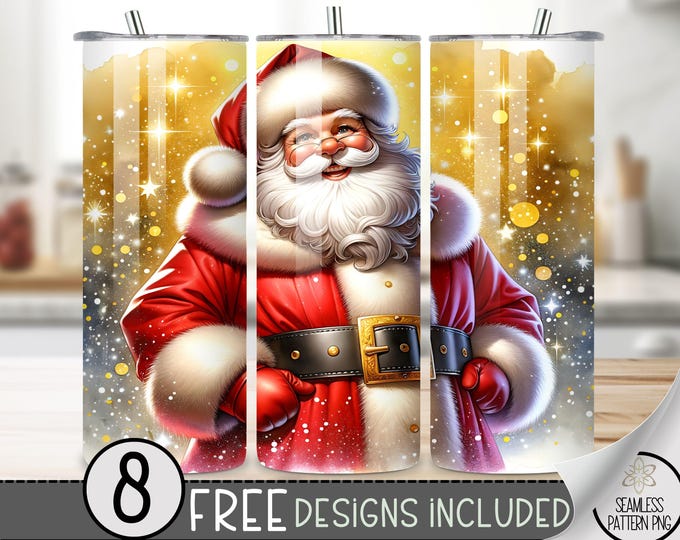 Santa seamless Christmas Tumbler Wrap, Christmas Holiday Sublimation Design, Christmas Santa PNG, Xmas Holiday Sublimation Design Png