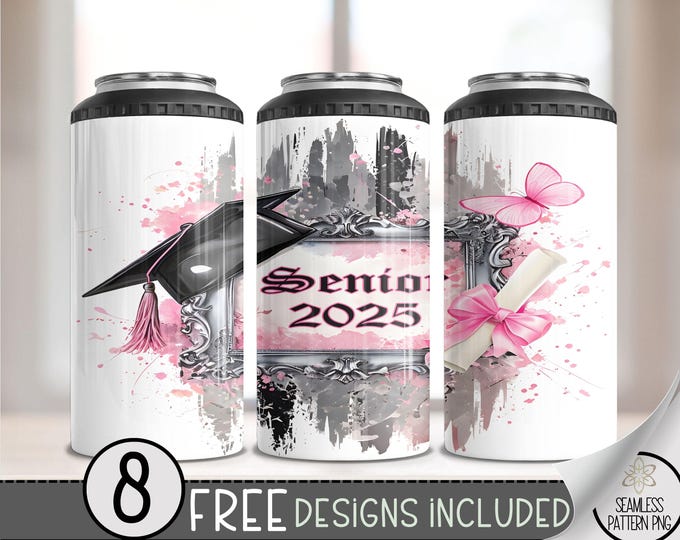Class of 2025 4 in 1 Can Cooler Wrap, Senior 4in1 Tumbler PNG, Graduation 16 Oz Can Cooler Sublimation Design, Diploma Hard Can Design, A89