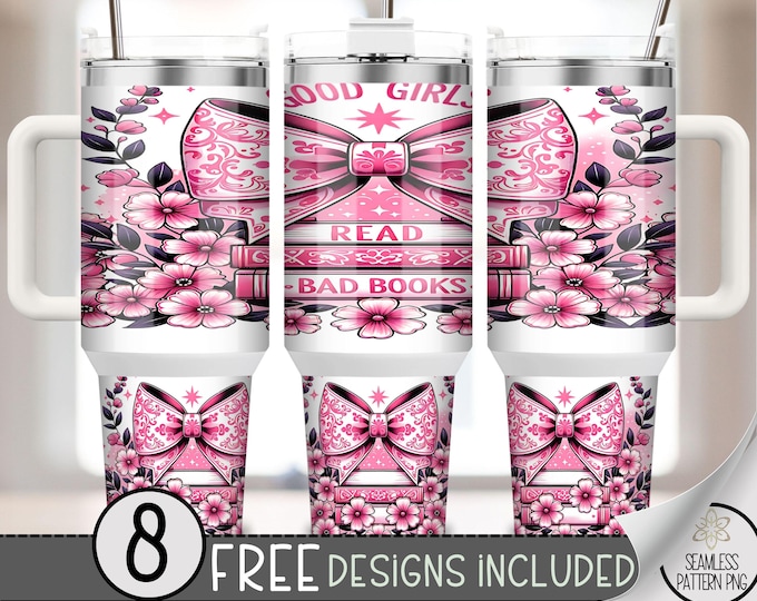 Book Lover 40oz Tumbler Wrap, Smut Book Tumbler Sublimation Design, Adult 40oz Quencher Tumbler Wrap PNG, Floral Girly Flower Wrap, A84