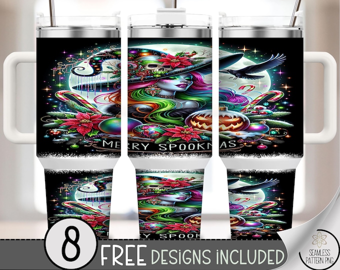Spookmas Witch 40 oz Tumbler Wrap, Festive Sublimation Design, Holiday PNG, Digital Download, B10325