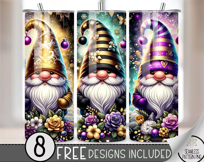 New Year Gnomes Tumbler Wrap, 20 oz Skinny Tumbler Sublimation Design, Gnome Sublimation Design, New Years Eve Tumbler Wrap,Digital Download