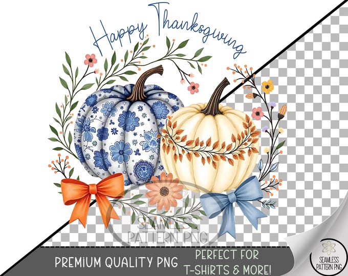 Happy Thanksgiving Sublimation Design, Pumpkin UV DTF Graphic, Festive Watercolor Clip Art, Floral Wreath, Pumpkin Design, A478
