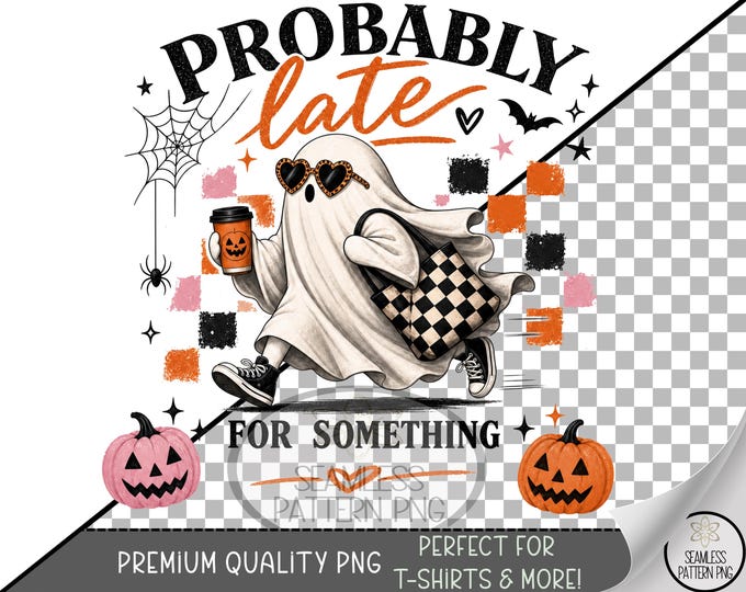 Halloween Sublimation Design, Cute Ghost UV DTF Graphic, Spooky Clip Art, Digital Download, B10496