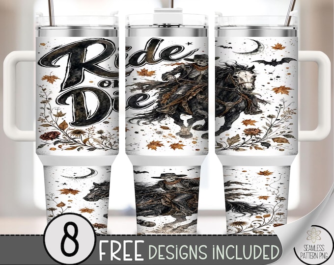 Halloween Skeleton Cowboy 40oz Tumbler Wrap, Spooky Western Sublimation Design, Digital Download, B10433