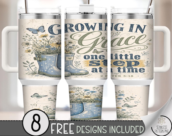 Hand-lettered Quote 40 oz Tumbler Wrap, Watercolor Sublimation Design, Floral PNG Files, Digital Download, B10308