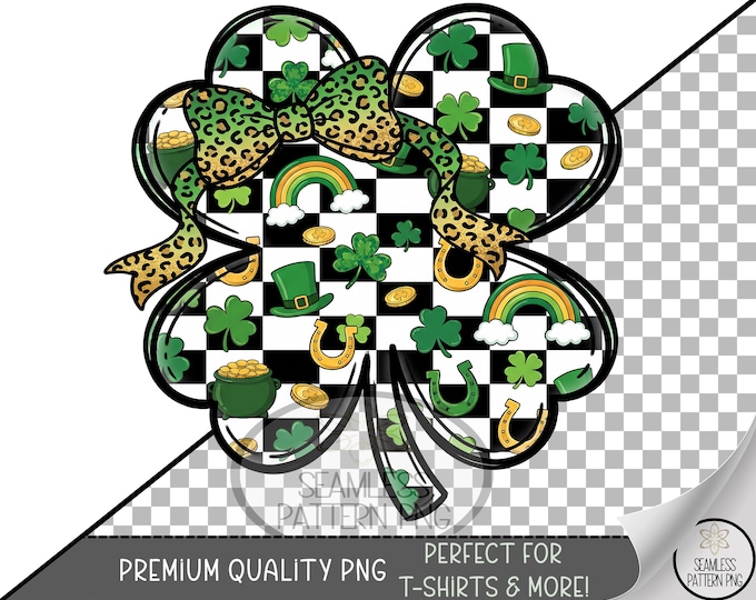 St. Patrick's Day Sublimation Design, Shamrock UV DTF Graphic, Preppy Clip Art Png, Digital Download, B915
