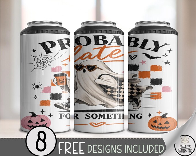 Halloween 4-in-1 Can Cooler Wrap, Spooky Ghost Sublimation Design, 16 oz 4-in-1 File, Digital Download, B10496