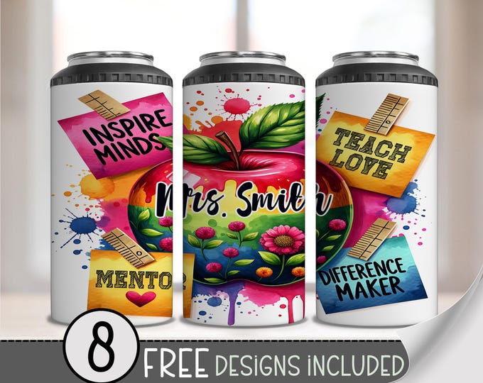 Personalize Teacher 4in1 Can Cooler Wrap, Back To School 4 in 1 Tumbler Png, Positive Affirmation Teacher Hard Can Cooler PNG, A199