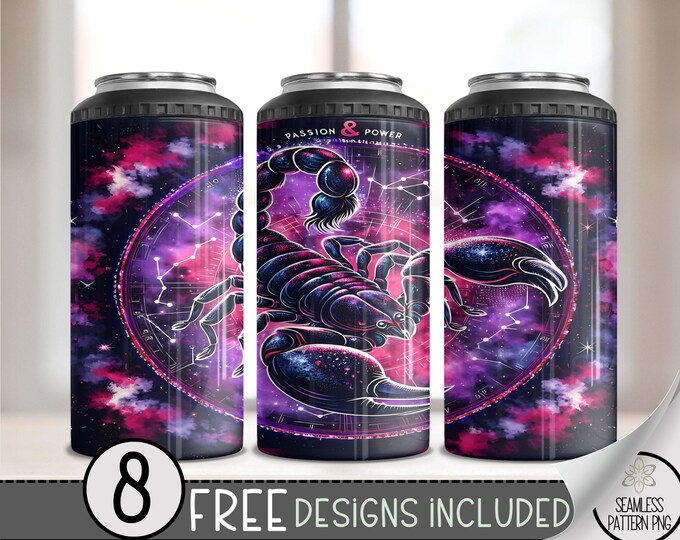 Tie Dye Zodiac 4 in 1 Can Cooler Wrap, Scorpio 16 Oz 4in1 Tumbler Sublimation Design Astrology Sign, Zodiac Signs Can Wrap PNG Download