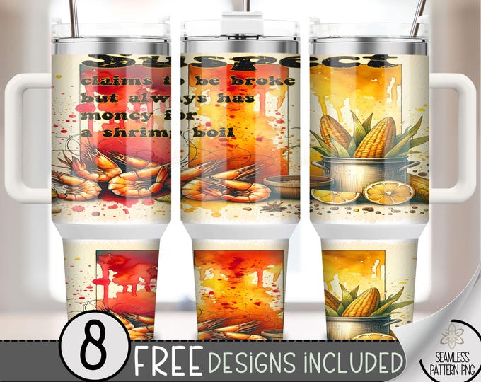 Shrimp Boil 40oz Tumbler Wrap, Crawfish Suspect Claims Tumbler Sublimation Design, Preppy Brushstroke 40oz Quencher Tumbler Wrap, A173