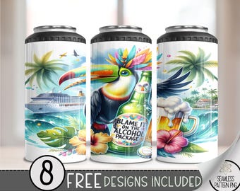 Cruise Ship 4 in 1 Can Cooler Wrap, Booze Cruise 4in1 Tumbler PNG, Funny Cruise 16 Oz Can Cooler Sublimation Design, Blame Alcohol, A60