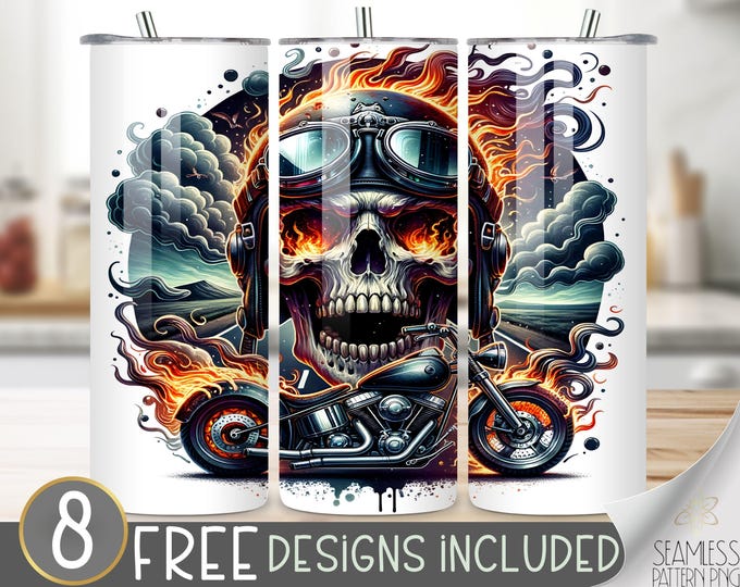 Motorcycle Tumbler Wrap, Seamless Motorcycle Wrap Tumbler, 20oz American Tumbler Wrap, Straight Tumbler Wrap, Motorcycle Sublimation Tumbler