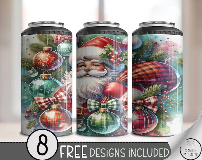 Retro Santa 4in1 Can Cooler Wrap, Nostalgic Santa Sublimation Design, Printable Vintage Christmas File, Cheerful Holiday Design, A599