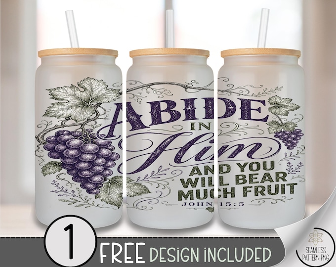 Christian Quote Glass Can Wrap, Faith-Inspired 16oz Tumbler Sublimation Design, Scripture PNG File, Digital Download, B10227
