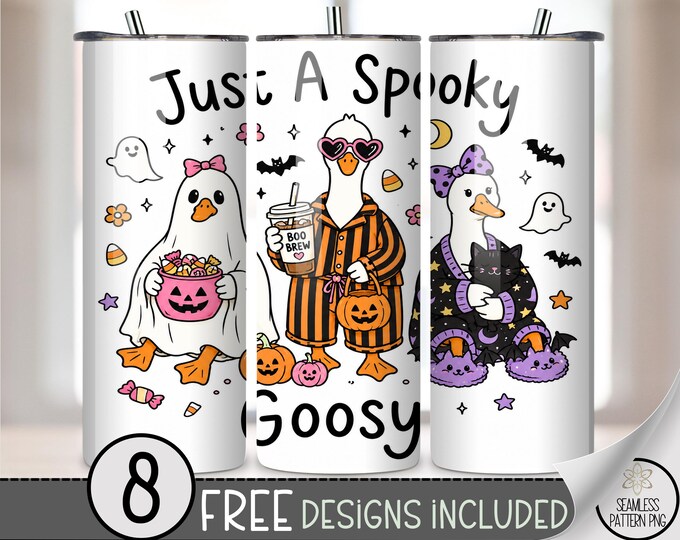 Halloween 20 oz Tumbler Wrap, Cute Spooky Goose Sublimation Design for Straight Tumblers, Funny PNG Files, Digital Download, B10399