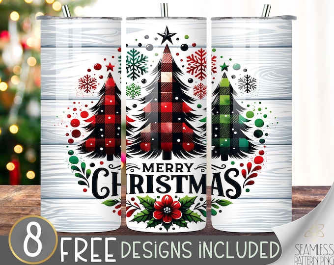 Merry Christmas Tumbler Wrap, Xmas Holiday Sublimation Design PNG, Merry Christmas Tumbler PNG, 20oz Skinny Tumbler Wrap, Digital Download