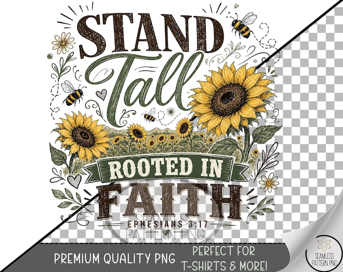 Christmas Sublimation Design, Sunflower Bible Verse UV DTF Graphic, Faith Clip Art, Digital Download, B10401