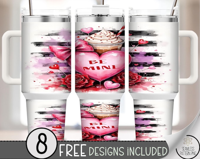 Be Mine 40 oz Tumbler Wrap, Romantic Sublimation Design, Cute PNG Files, Playful 40oz Tumbler Design, Sweet Valentine’s Day Design A650