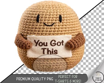 Potato Sublimation Design, Encouragement UV DTF Graphic, Cute Crochet Clip Art, Digital Download, B10481