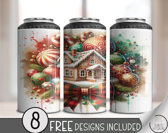 Gingerbread House 4in1 Can Cooler Wrap, Cozy Christmas Sublimation Design, Printable Holiday Design A559