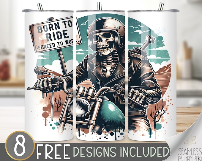 Seamless Motorcycle Wrap Tumbler, Motor Bike Tumbler, Tumbler Wrap For Dad, Motorcycle Tumbler Png, 300 Dpi Motorcycle Sublimation Tumbler