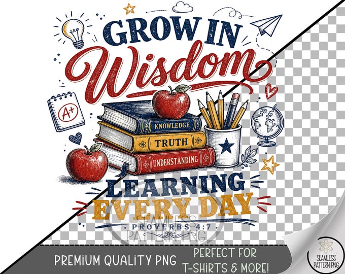 Educational Quote Sublimation Design, Wisdom UV DTF Graphic, Learning Clip Art, Digital Download, B10330