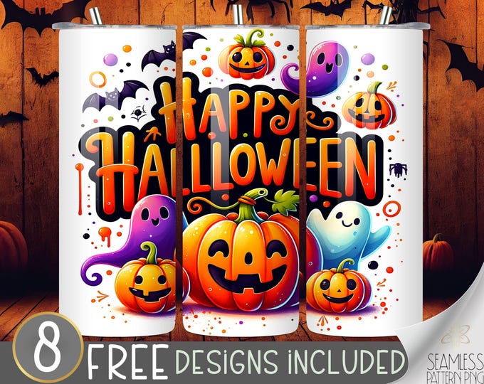 Family Friendly Halloween Tumbler Wrap, Pumpkin 20 oz Skinny Sublimation PNG Design, Whimsical & Cute Spooky Vibes, PG Funny Tumbler Wrap
