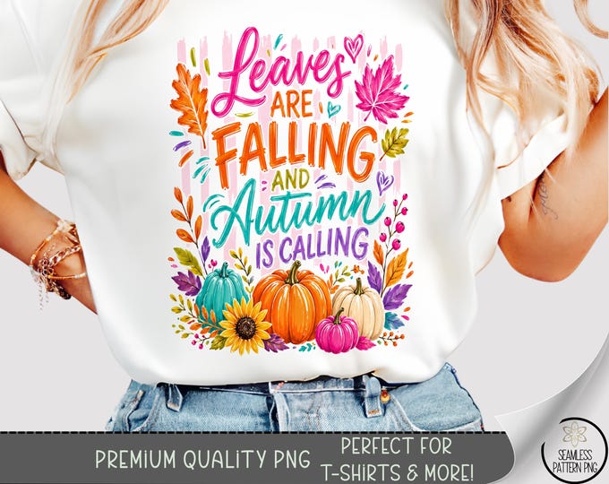 Autumn Leaves Fall T-shirt PNG, Pumpkin Sunflower Sublimation Design, Digital Download, B10475