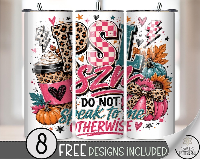 Pumpkin Spice 20 oz Tumbler Wrap, Groovy Sublimation Design for Skinny Tumblers, PNG Files, Digital Download, B10357