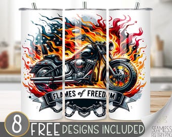 Motorcycle Tumbler Wrap, Seamless Motorcycle Wrap Tumbler, 20oz American Tumbler Wrap, Straight Tumbler Wrap, Motorcycle Sublimation Tumbler