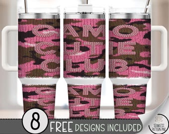 Camo Club, Camouflage 40 Oz Tumbler Wrap, Pink Camo Sublimation Design, B935