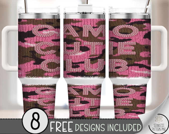 Camo Club, Camouflage 40 Oz Tumbler Wrap, Pink Camo Sublimation Design, B935