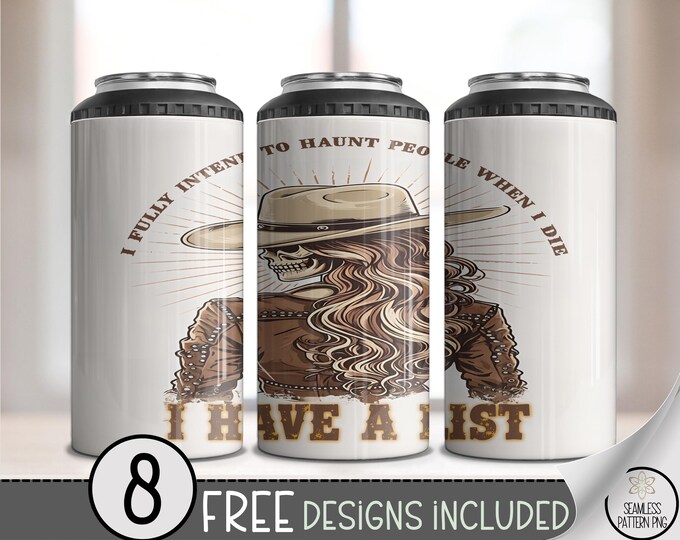 Funny Cowboy 4 in 1 Can Cooler Wrap, Cowgirl Country Style 4-in-1 I Have a List Design, A621