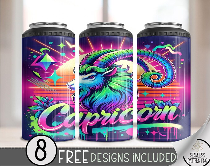 Airbrush Zodiac 4 in 1 Can Cooler Wrap, Capricorn 16 Oz 4in1 Tumbler Sublimation Design Astrology Sign, Zodiac Signs Can Wrap PNG Download
